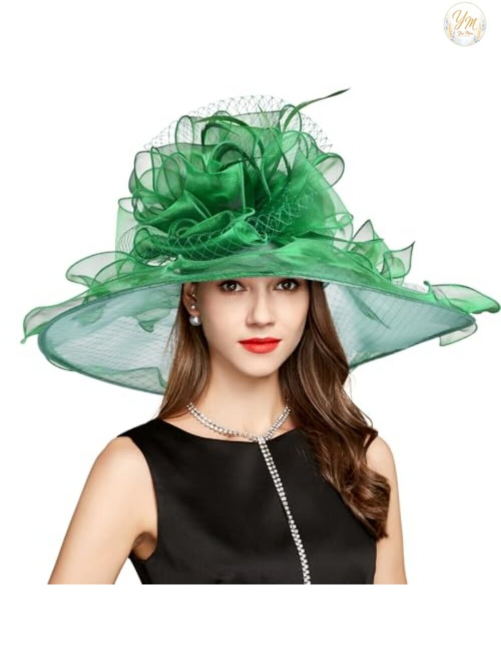 Women's Organza Feather Derby Hat UV Protection Tea Party Ascot Fascinator Sun